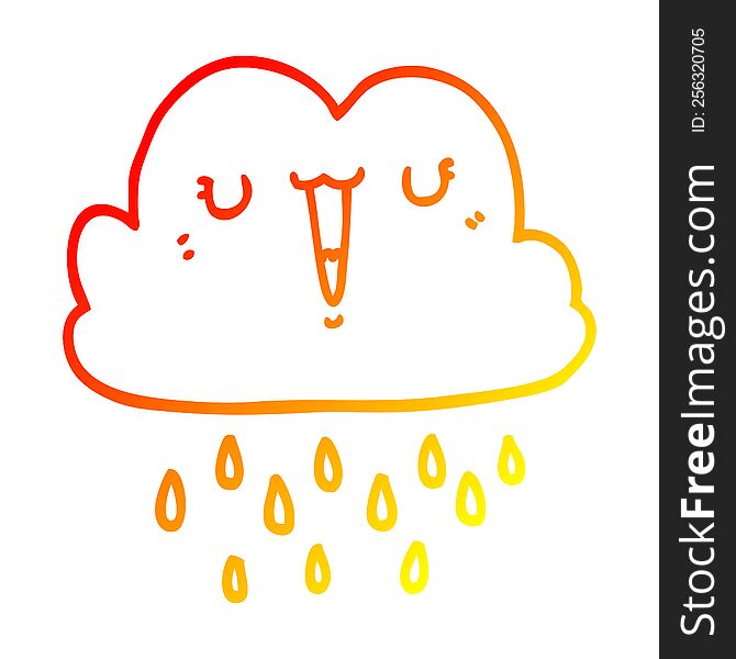 Warm Gradient Line Drawing Cartoon Storm Cloud