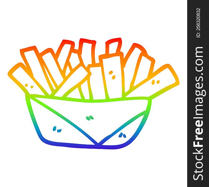 rainbow gradient line drawing of a cartoon french fries