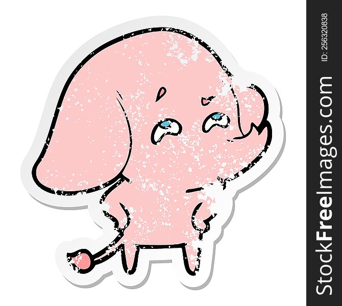 Distressed Sticker Of A Cartoon Elephant Remembering
