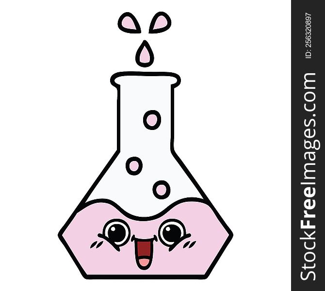 cute cartoon of a science beaker. cute cartoon of a science beaker