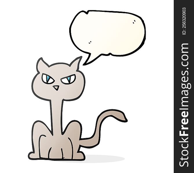 freehand drawn speech bubble cartoon angry cat