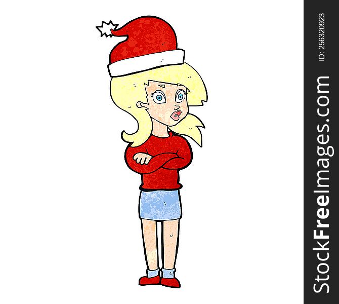 cartoon woman ready for christmas