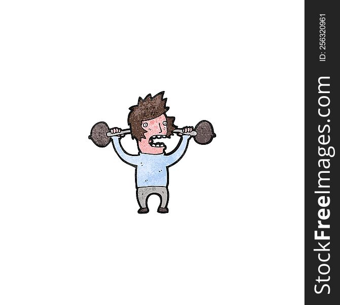 cartoon man lifting weights