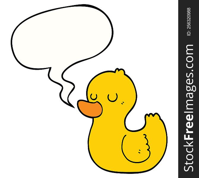 cartoon duck with speech bubble. cartoon duck with speech bubble