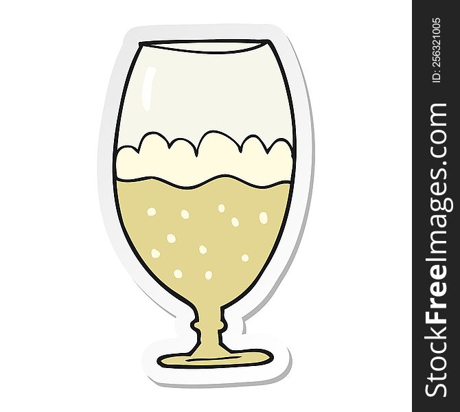 sticker of a cartoon beer in glass