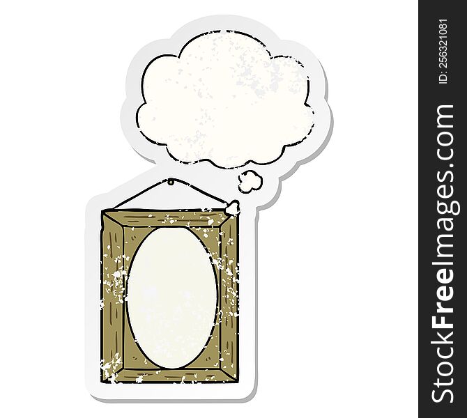 picture frame with thought bubble as a distressed worn sticker