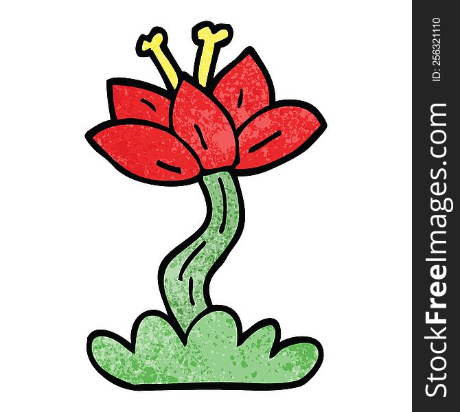 cartoon doodle red lilly