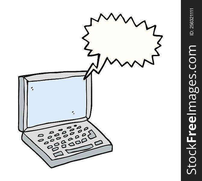 freehand drawn speech bubble cartoon laptop computer