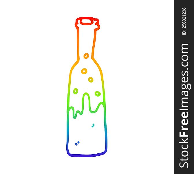 rainbow gradient line drawing of a cartoon bottle of pop
