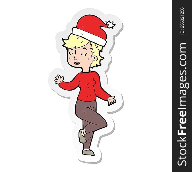 sticker of a cartoon woman getting ready for christmas