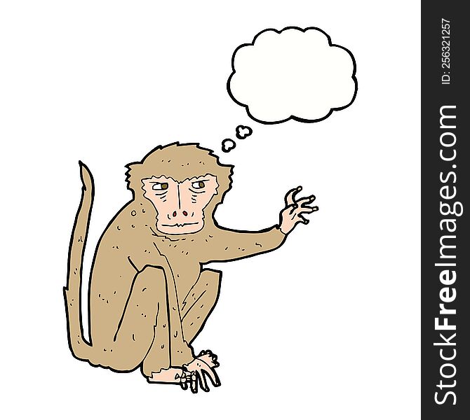 Cartoon Evil Monkey With Thought Bubble