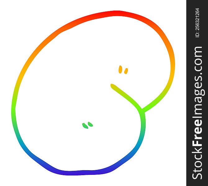 rainbow gradient line drawing of a cartoon magic bean