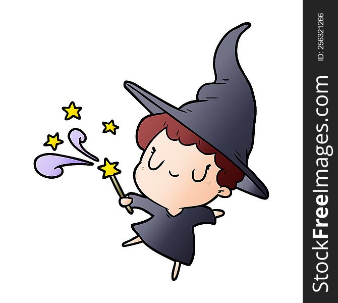 cute cartoon witch casting spell. cute cartoon witch casting spell