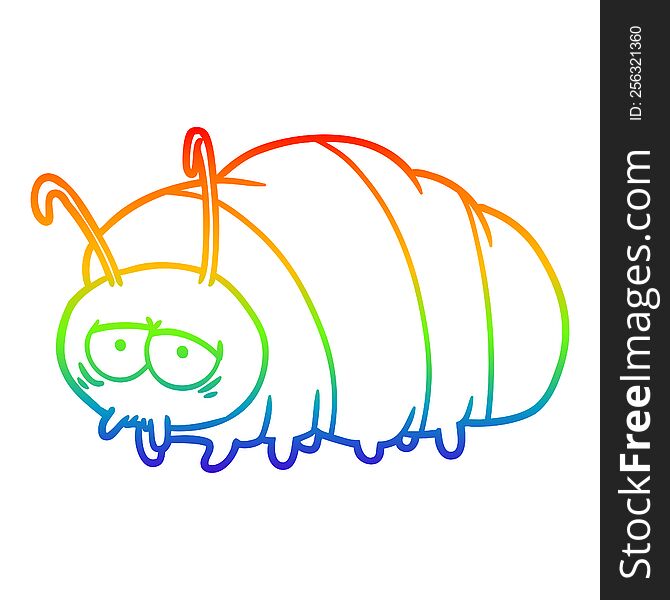 rainbow gradient line drawing of a cartoon bug