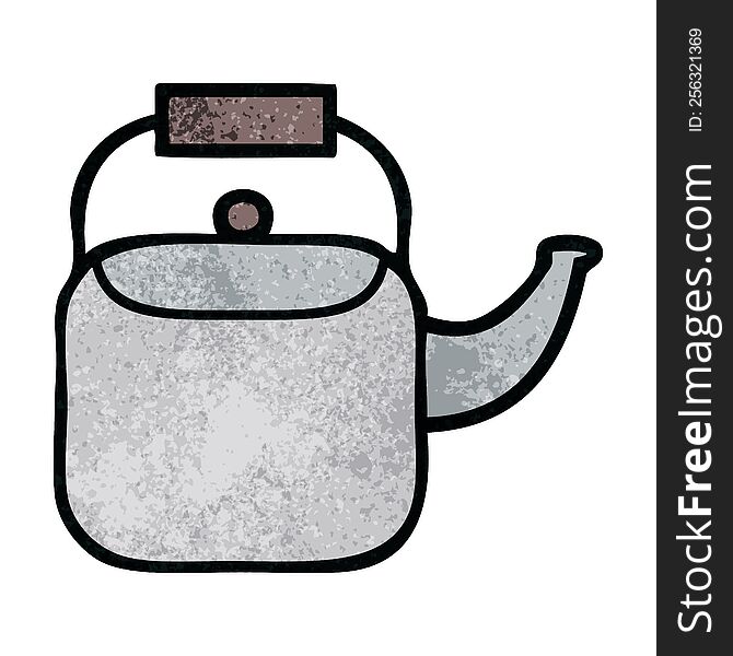 retro grunge texture cartoon of a kettle pot