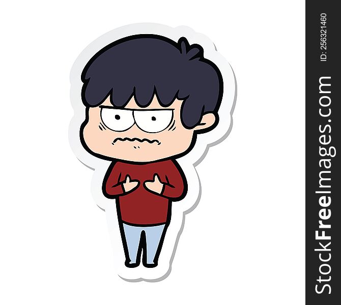 Sticker Of A Annoyed Cartoon Boy