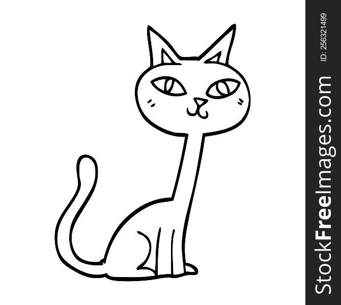 line drawing cartoon cat