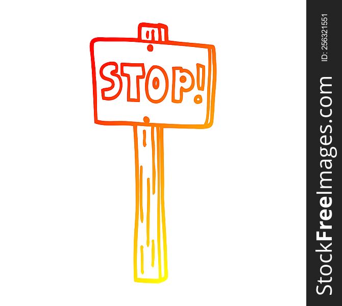 warm gradient line drawing of a cartoon road sign