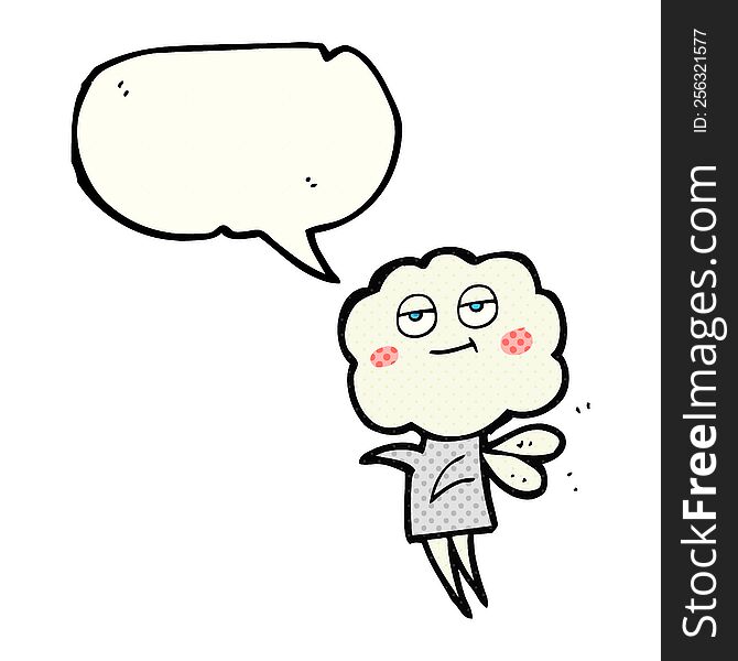freehand drawn comic book speech bubble cartoon cute cloud head imp