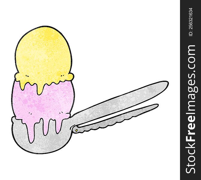 freehand textured cartoon scoop of ice cream