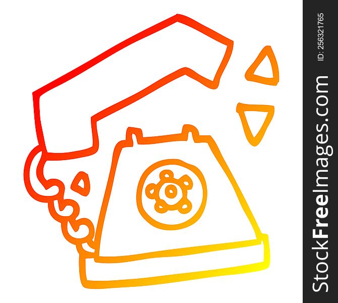 warm gradient line drawing of a cartoon retro telephone