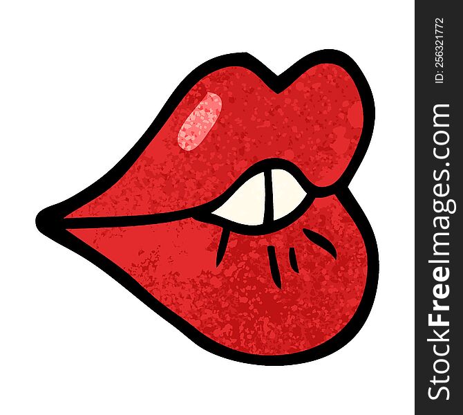 grunge textured illustration cartoon pouting lips