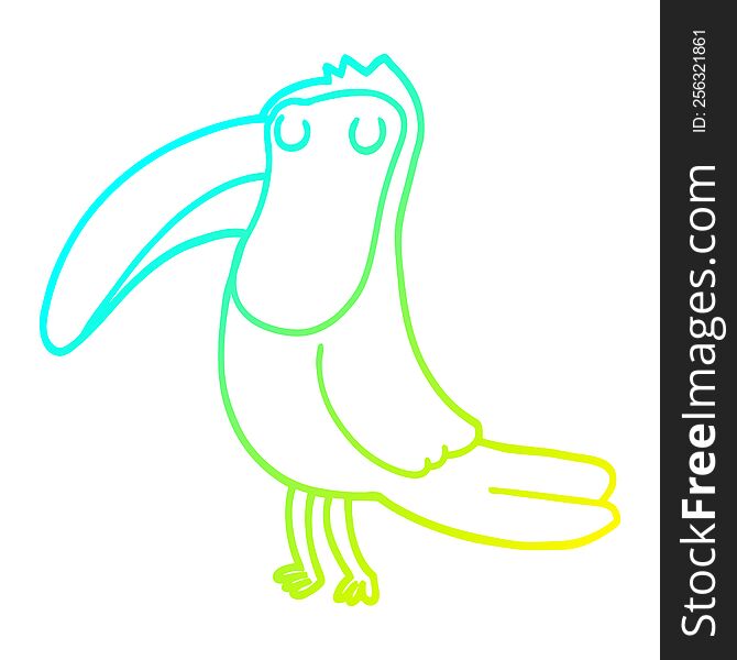 cold gradient line drawing of a cartoon toucan