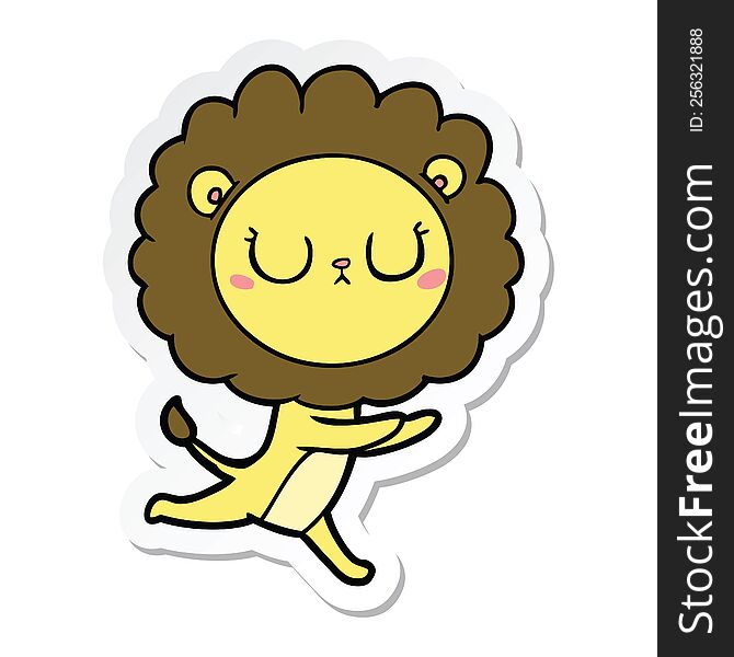 sticker of a cartoon running lion