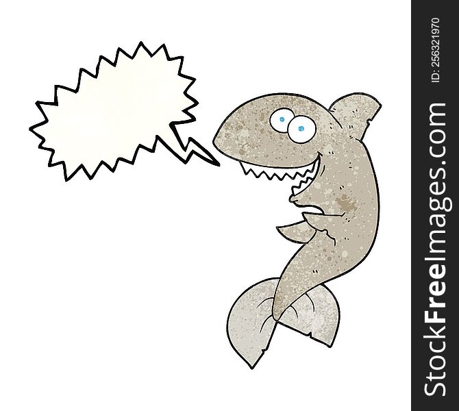 freehand speech bubble textured cartoon shark