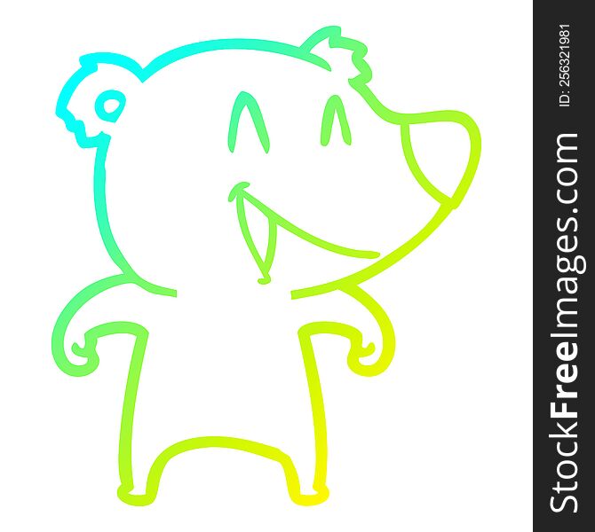 Cold Gradient Line Drawing Laughing Bear Cartoon