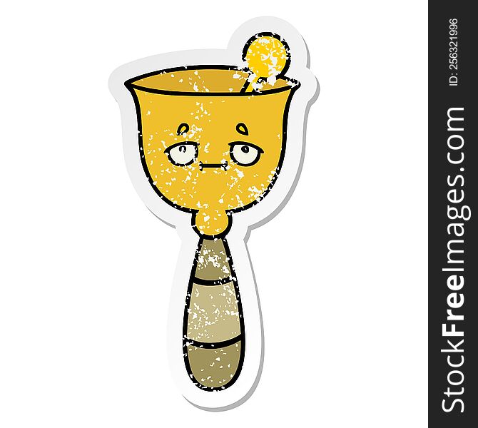 distressed sticker of a cute cartoon school bell