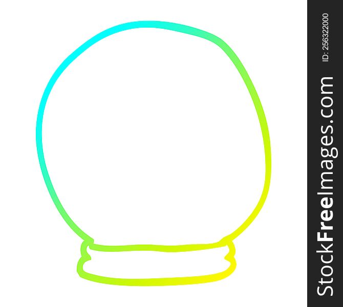 cold gradient line drawing of a cartoon crystal ball