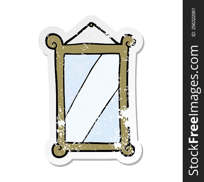 distressed sticker of a cartoon mirror