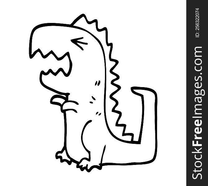 line drawing cartoon roaring t rex