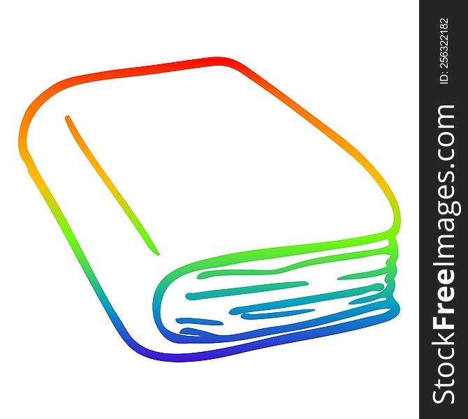 rainbow gradient line drawing of a cartoon brown diary