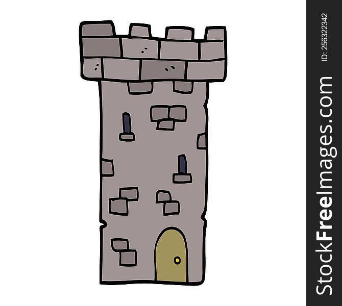 Cartoon Doodle Castle Tower