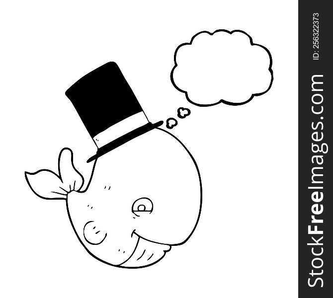 Thought Bubble Cartoon Whale In Top Hat