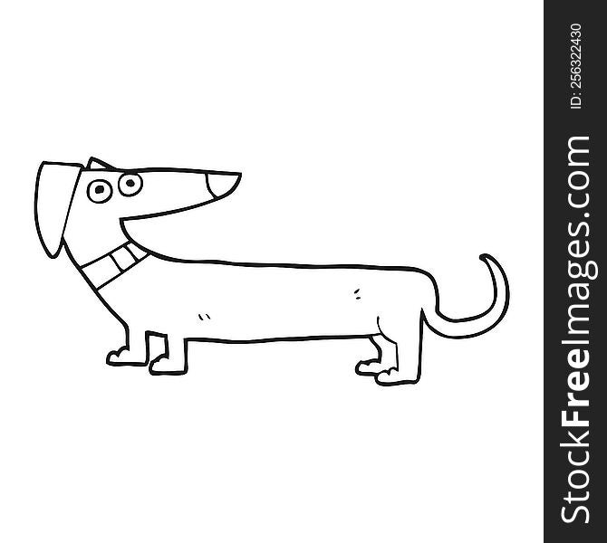 black and white cartoon sausage dog