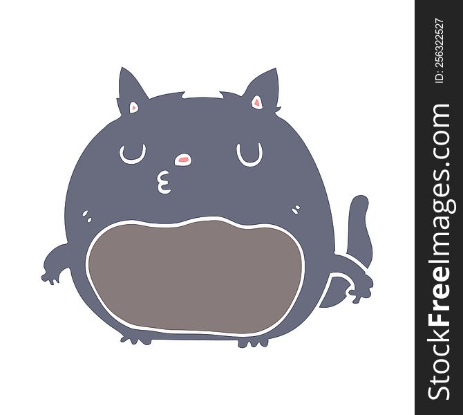 Flat Color Style Cartoon Cat