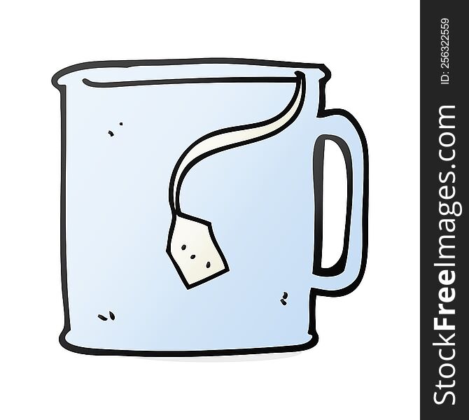 freehand drawn cartoon mug of tea