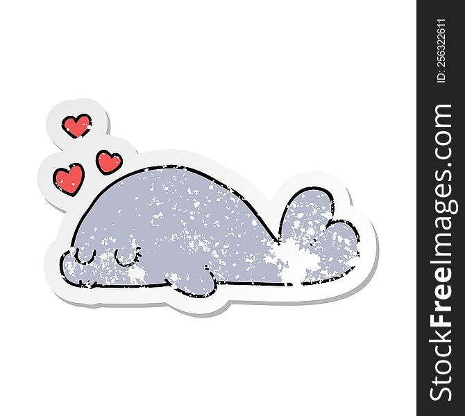 distressed sticker of a cute cartoon dolphin