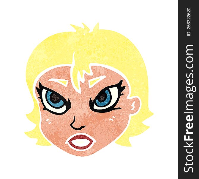 Retro Cartoon Angry Female Face