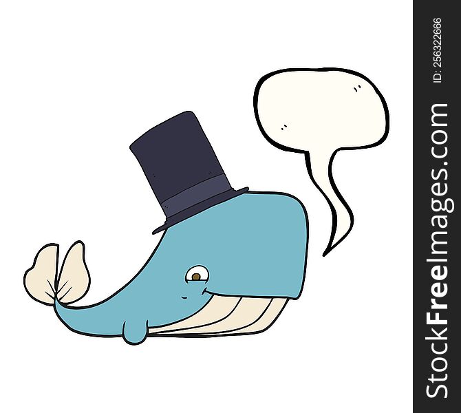 Speech Bubble Cartoon Whale In Top Hat
