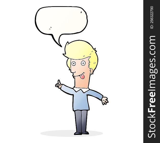 Cartoon Funny Man With Idea With Speech Bubble