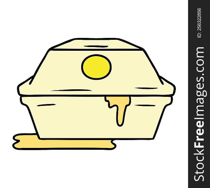 cartoon doodle of a fast food burger container