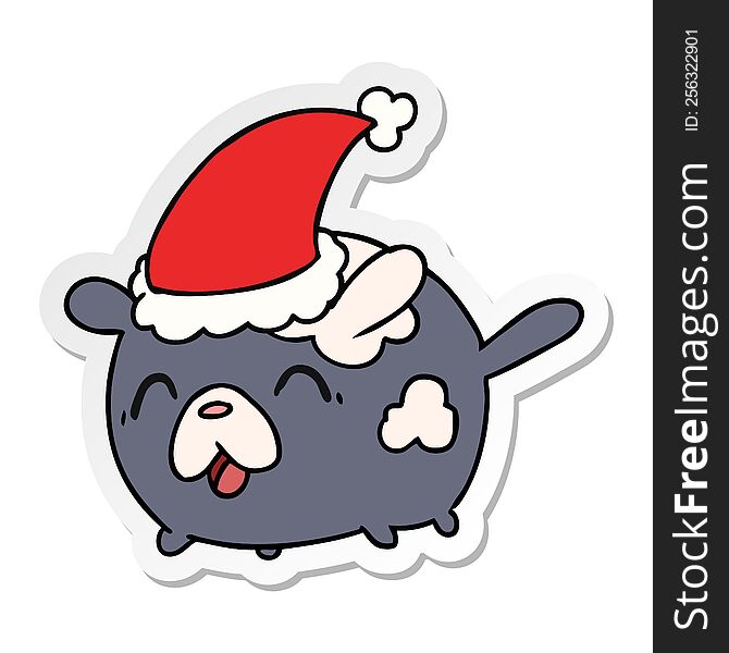 Christmas Sticker Cartoon Of Kawaii Dog