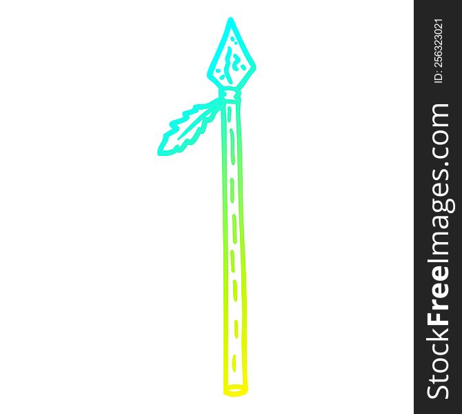 cold gradient line drawing of a cartoon long spear