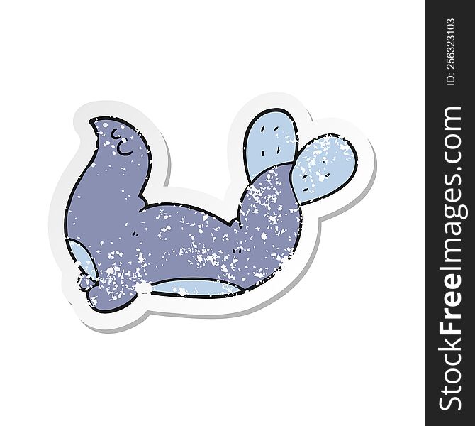 retro distressed sticker of a cartoon seal