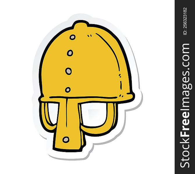 Sticker Of A Cartoon Medieval Helmet