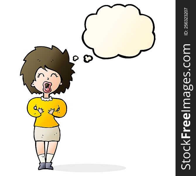 cartoon screaming woman with thought bubble